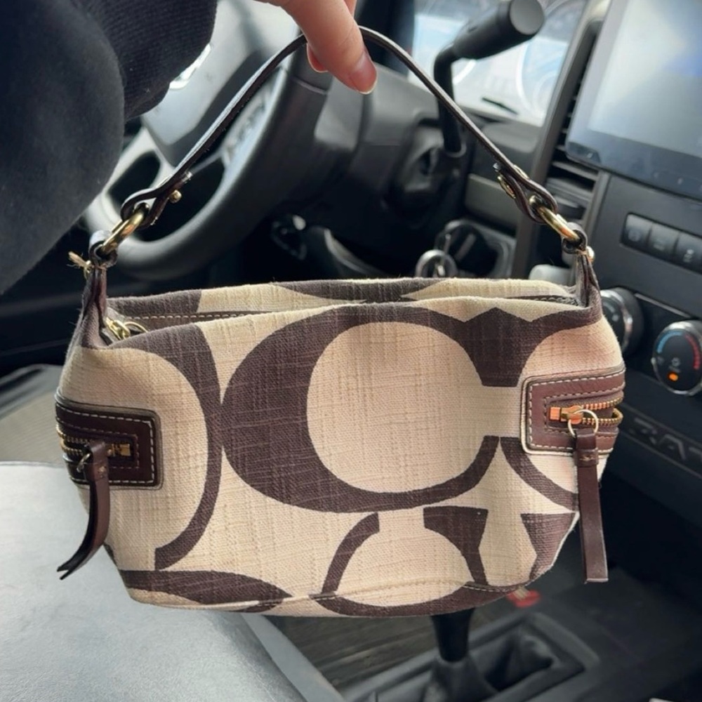 Vintage Coach bag mini coach Carly denim baguette